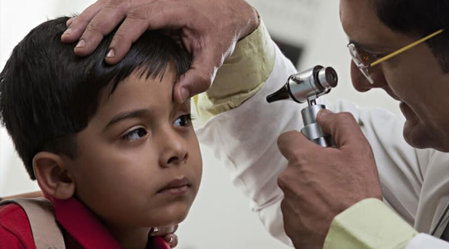Child having a friendly eye exam